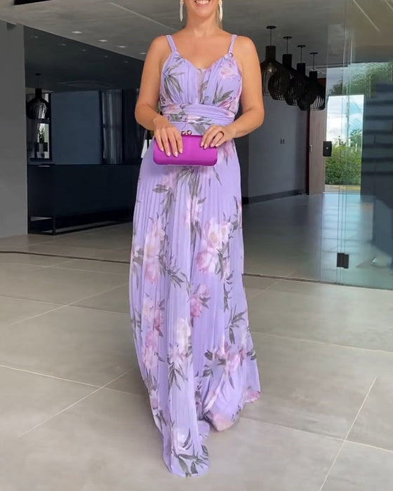 Sukienka na ramiączkach z nadrukiem w kwiaty