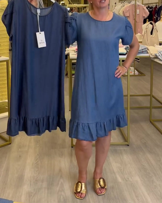 Sukienka Casual Denim Marszczona