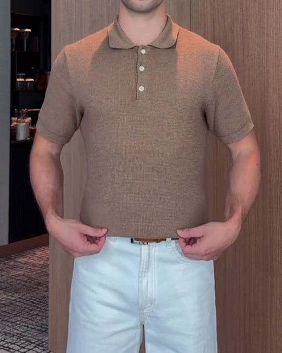 Męski T-Shirt O Luźnym Kroju Z Casualowym Kołnierzykiem Polo
