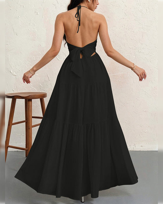 Sukienka Moda Gładki Halter