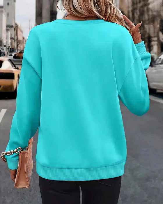 Bluza Casual Długie Rękawy Z Nadrukiem Okrągły Dekolt