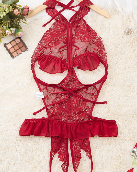 Koronkowe Seksowne Jednoczęściowe Bielizna Z Głębokim Dekoltem