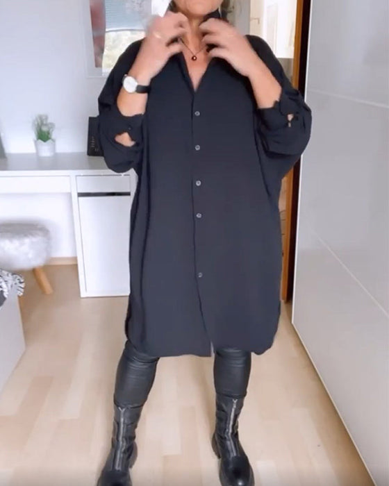 Sukienka koszulowa zapinana na guziki w jednolitym kolorze