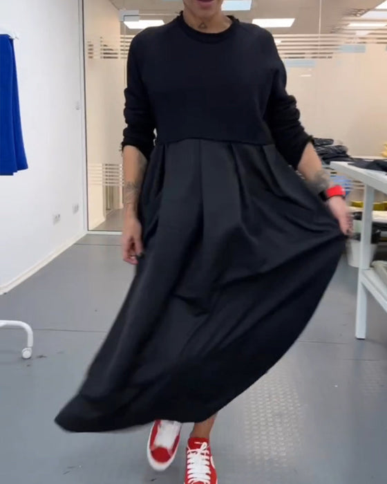 Luźna sukienka maxi w jednolitym kolorze