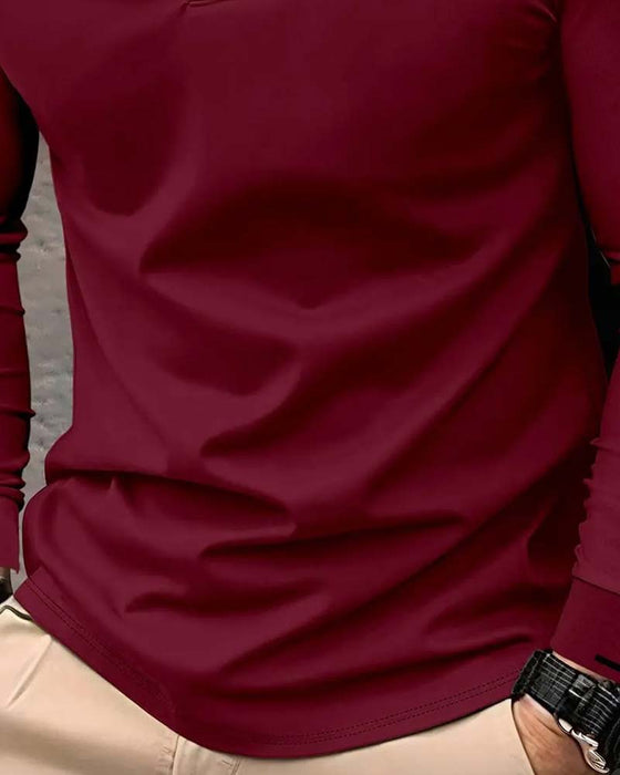 T-Shirt Dekolt W Żebrowana Jednolity Kolor Męski