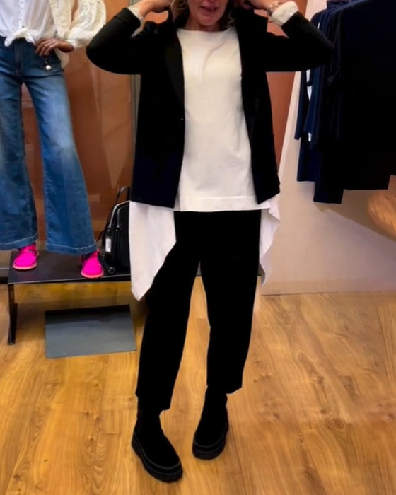 Bluzka z okrągłym dekoltem w jednolitym kolorze