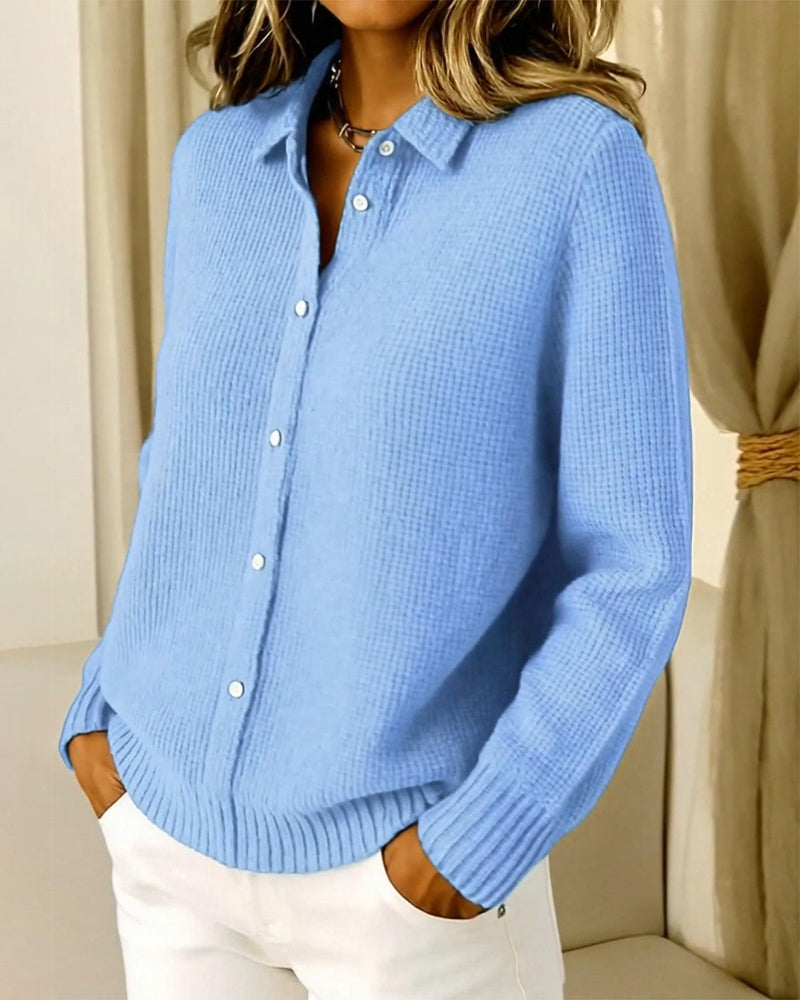 Kardigan Modny Z Kołnierzem I Guzikiem