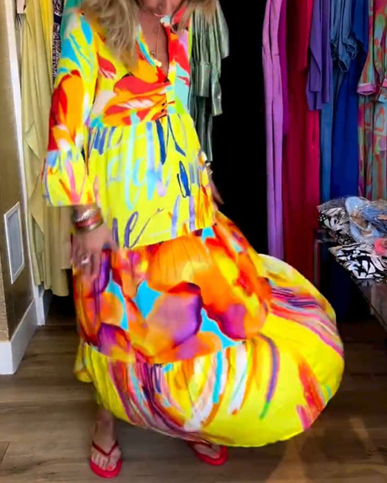 Rozkloszowana sukienka z nadrukiem