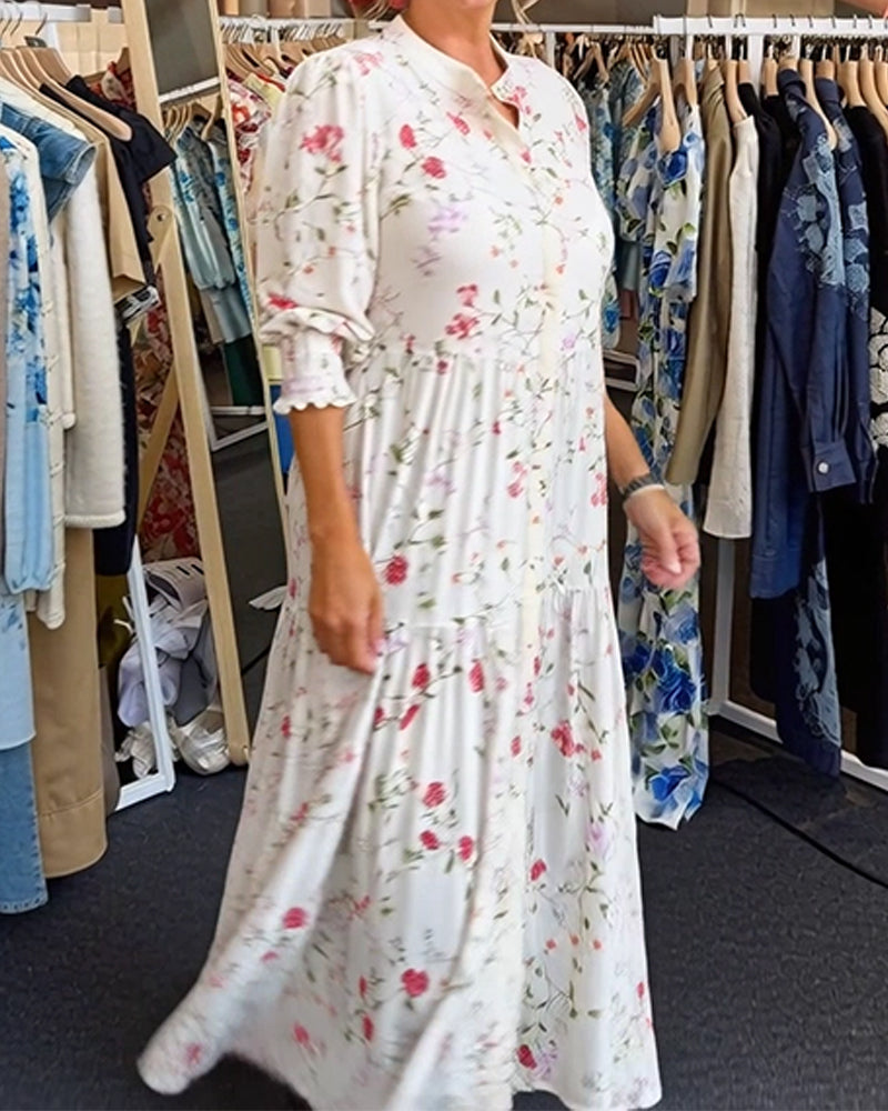 Sukienka Stylowa Kwiatowa Stójka