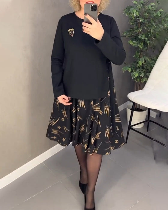 Sukienka z wstawkami i nadrukiem