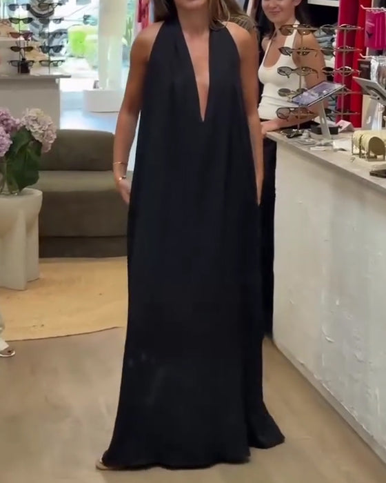 Sukienka Elegancka Bez Rękawów Podłogowa