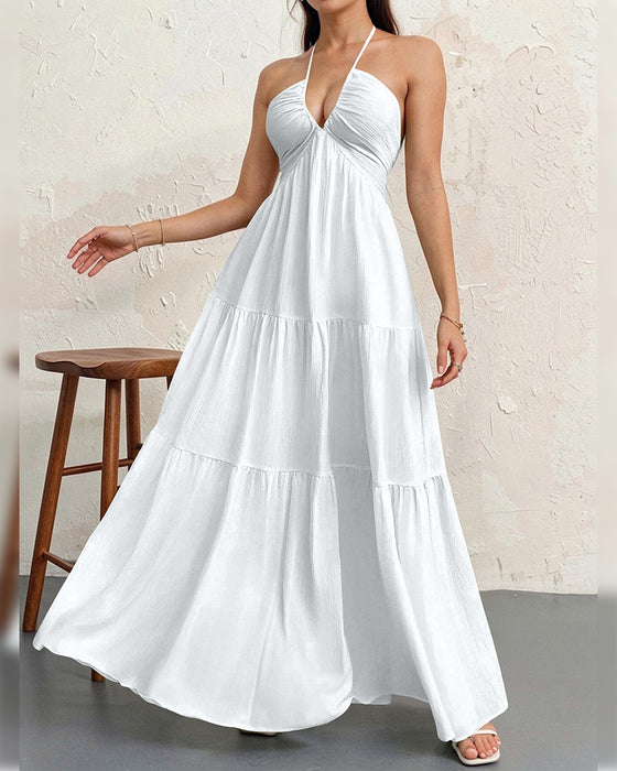 Sukienka Moda Gładki Halter