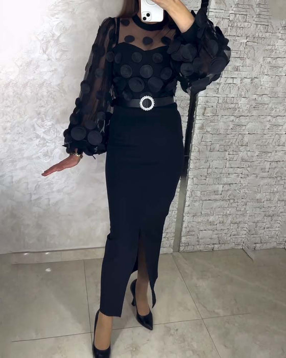 Dopasowana Sukienka W Stylu Francuskim Z Bufiastymi Rękawami