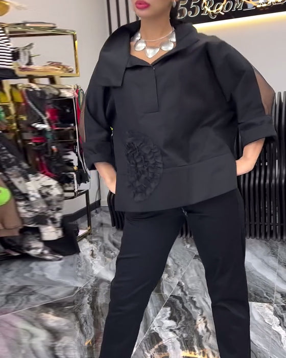 Koronkowa bluzka w patchworkowe kwiaty