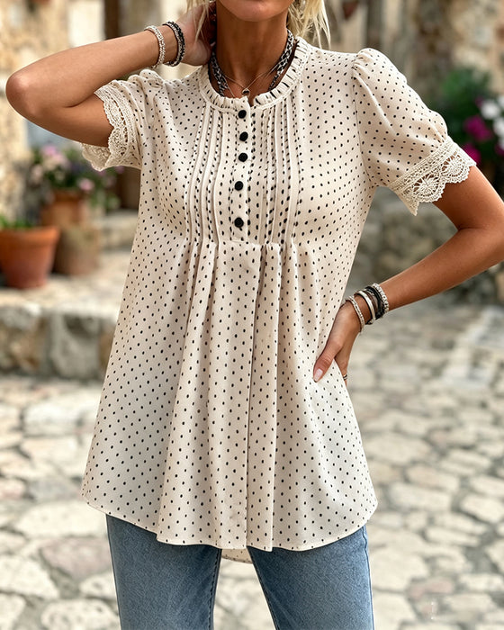 Bluzka Bąbelkowe Rękaw Polka Dot