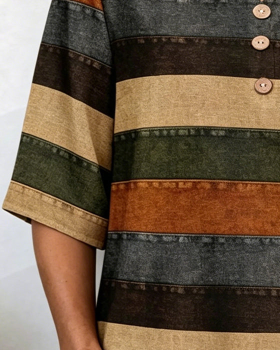 T-Shirt Guzik Patchwork Poziomy Pasek