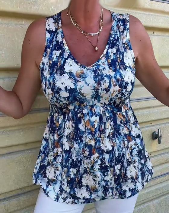 Top Seksowny Wzorzysty Bez Rękawów