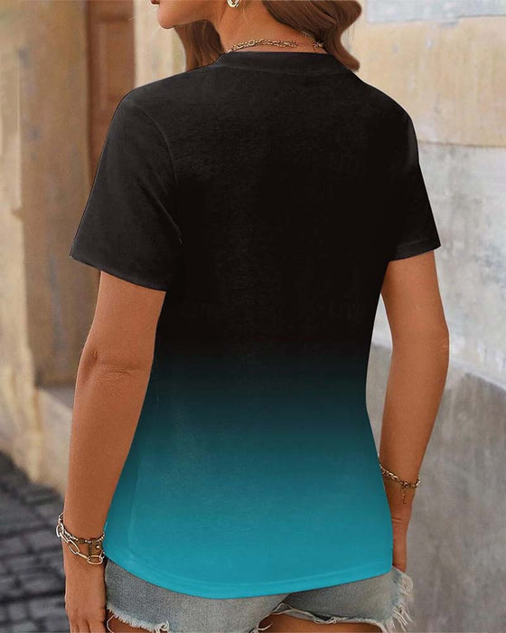 Bluzka z gradientowym nadrukiem o swobodnym stylu