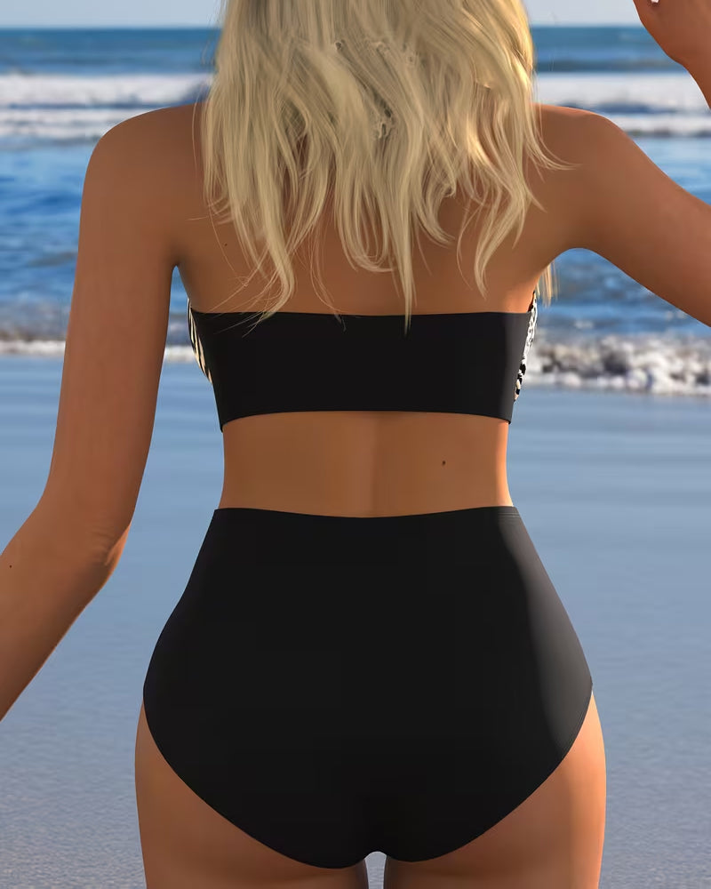 Bikini Wysoki Stan Lampart Zebra Nadruk