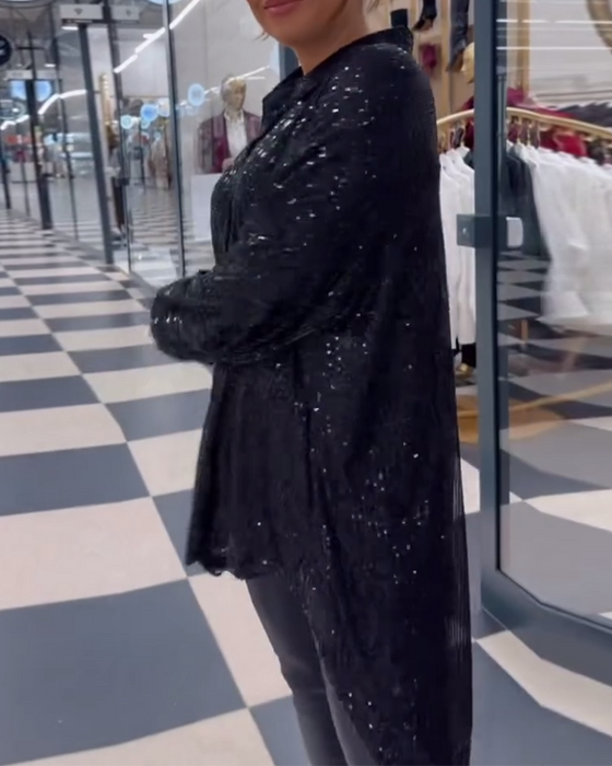 Koszula z rozcięciem i cekinami