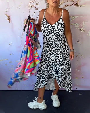 Patchworkowa sukienka na ramiączkach w stylu retro