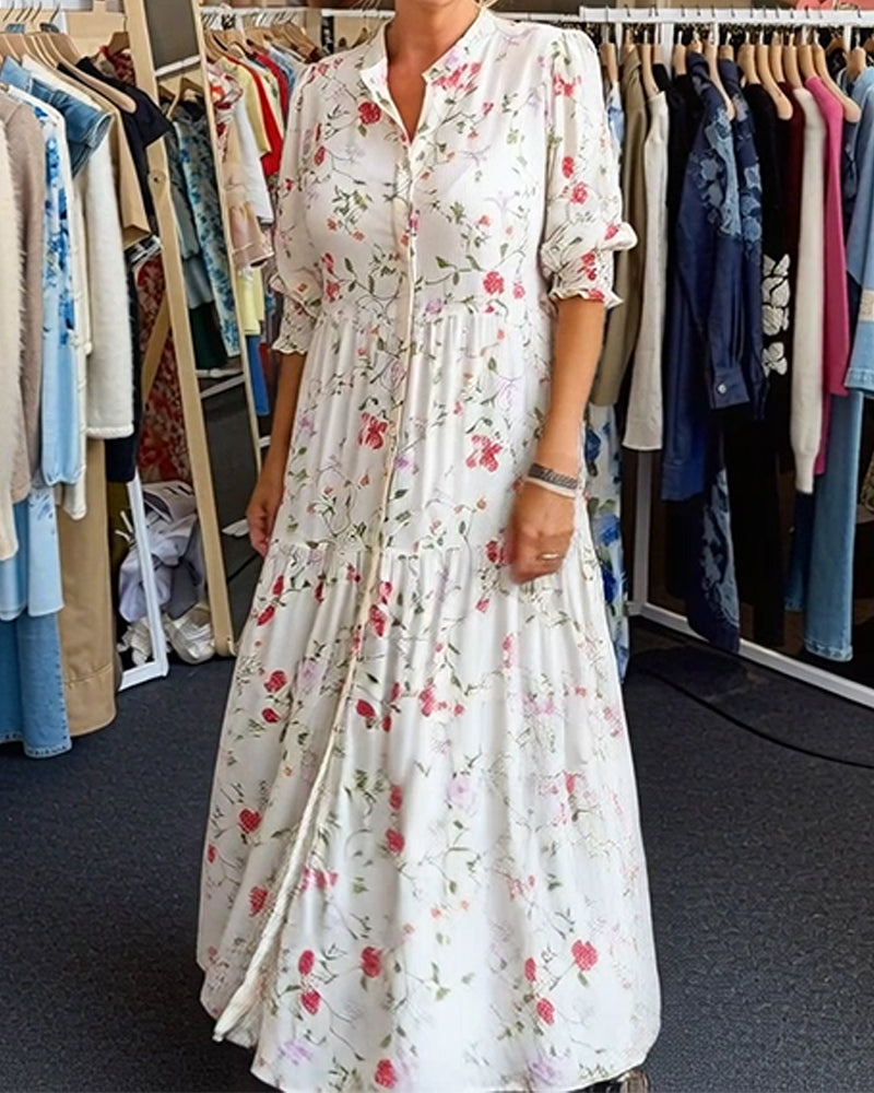 Sukienka Stylowa Kwiatowa Stójka