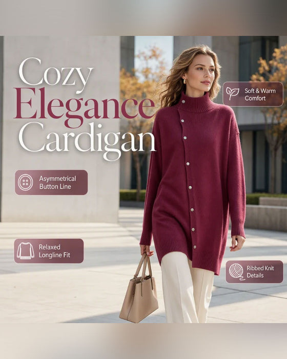 Kardigan Turtleneck Jednorzędowy Zapięcie Na Guziki
