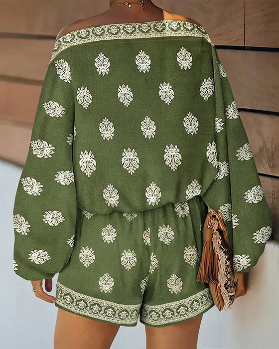 Zestaw Damski 2 Części Strój Boho Top I Szorty