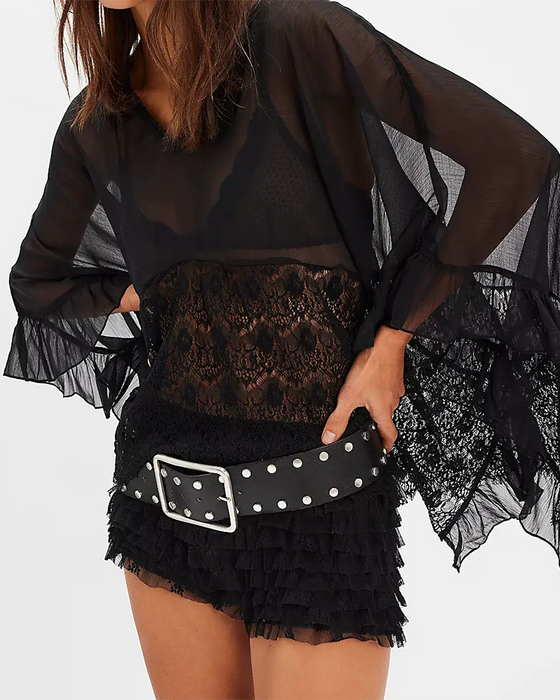 Cover-Up Koronka Patchwork Mesh