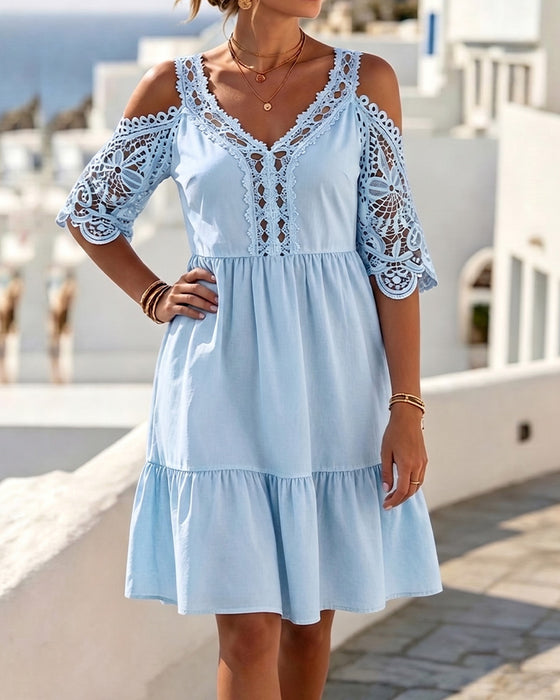 Sukienki Koronka Off-Shoulder Warstwowy Krótki