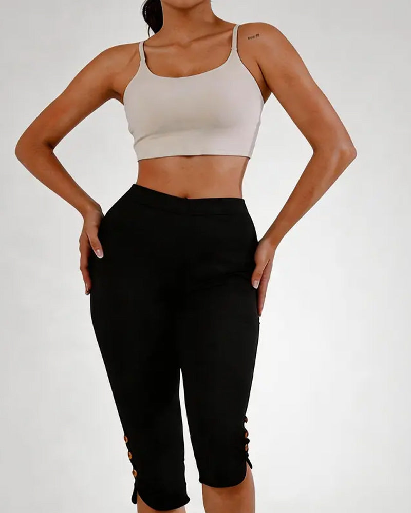 Legginsy Jednokolorowe Slim-Fit Skrócone