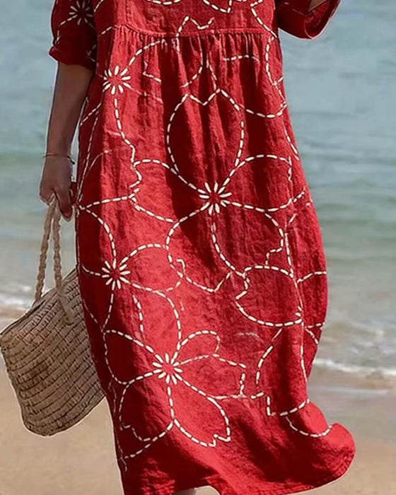Sukienka Swobodny Kwiatowy Druk