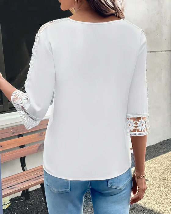T-shirt Jednolity Kolor Dziura Hak Łaty