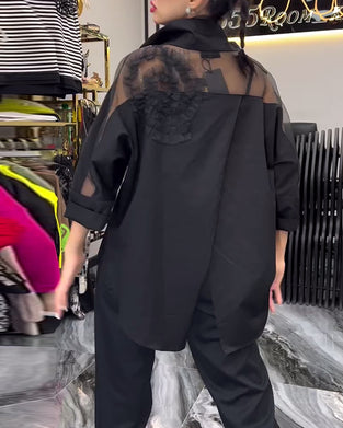 Koronkowa bluzka w patchworkowe kwiaty