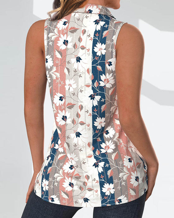 Bluzka bez rękawów z nadrukiem