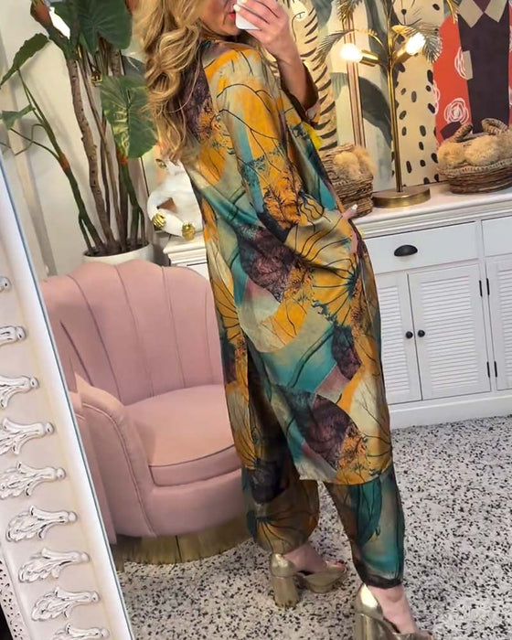 Zestaw w stylu retro z luźnym nadrukiem