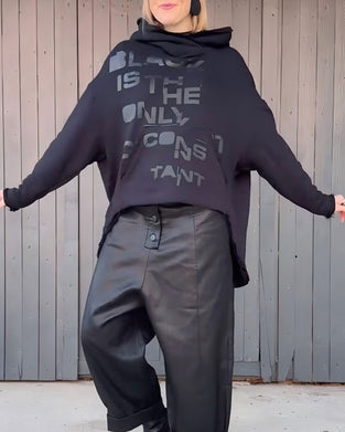 Hoodie Litera Druk Luźny Długi Rękaw Pullover