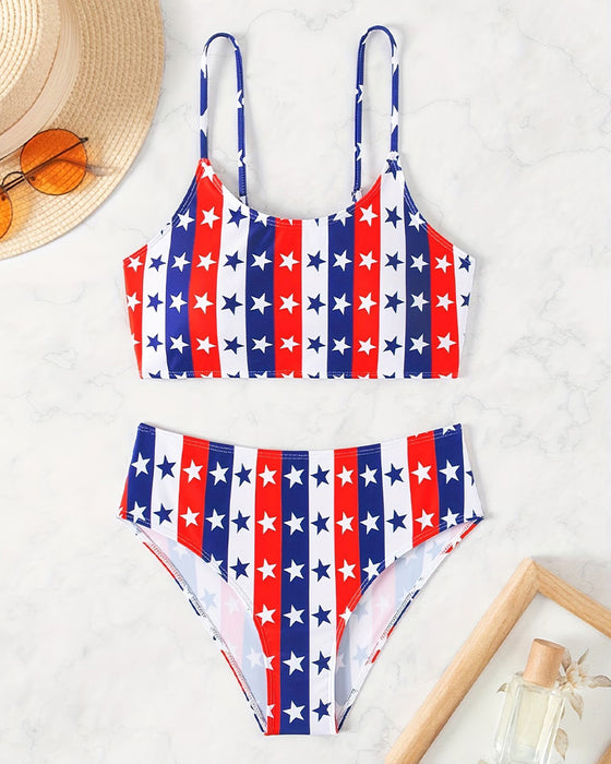 Bikini Gwiazdki I Paski Druk