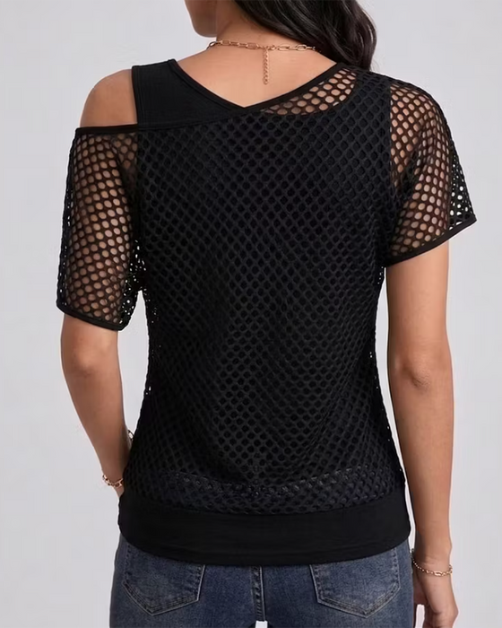 Set Mesh Off-Shoulder Dopasowany Tank