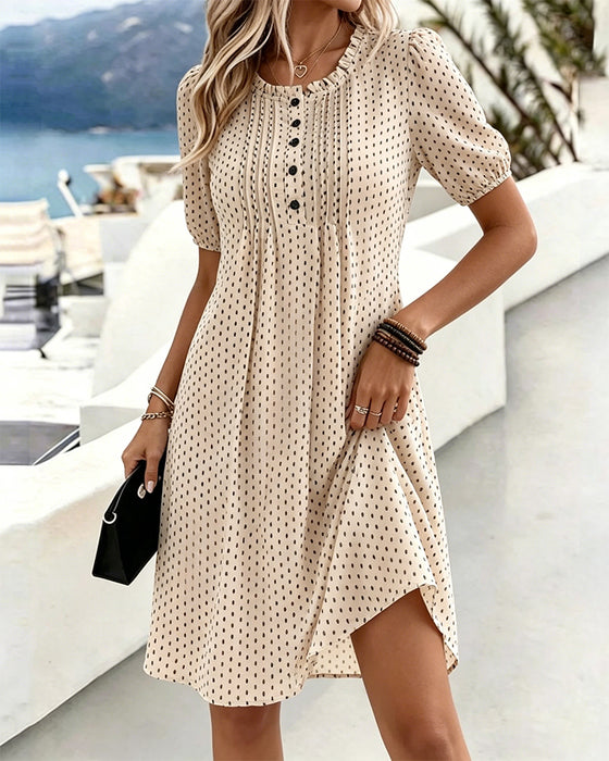 Sukienka Okrągły Dekolt Polka Dot Ruffle