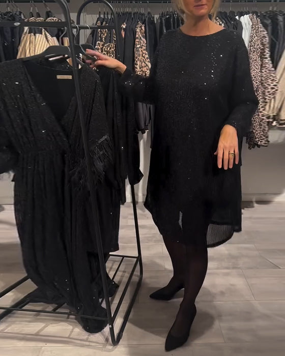 Sukienka Elegancka Z Odkrytymi Plecami I Cekinami