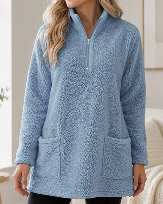 Bluza Jednokolorowa Z Wysokim Kołnierzem