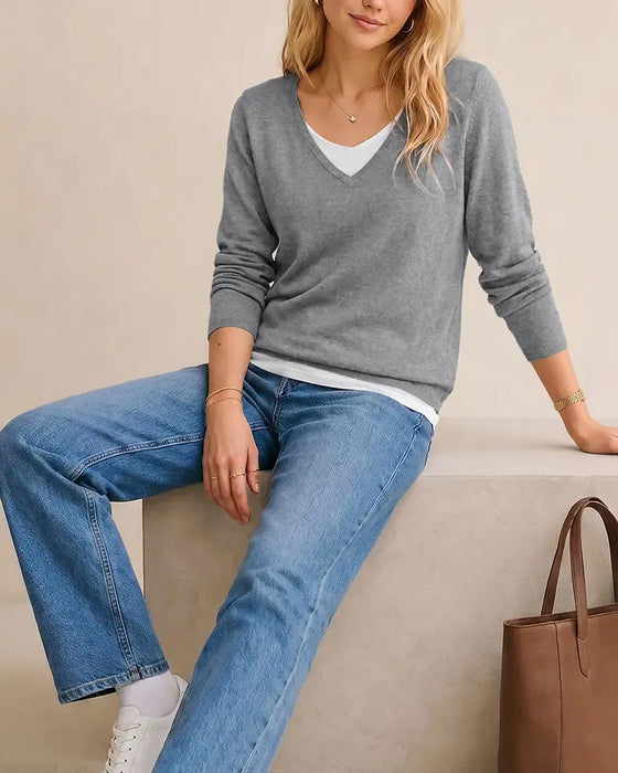 Sweter Swobodny Faux Dwuczęściowy