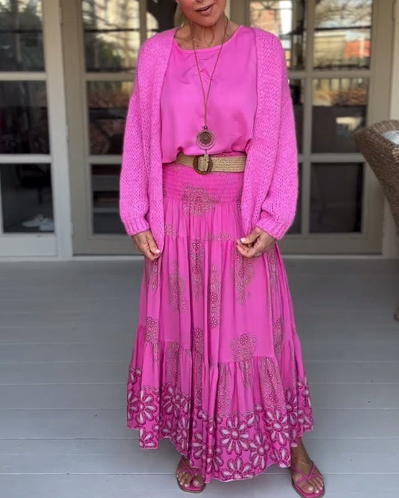 Kardigan z długim rękawem w jednolitym kolorze