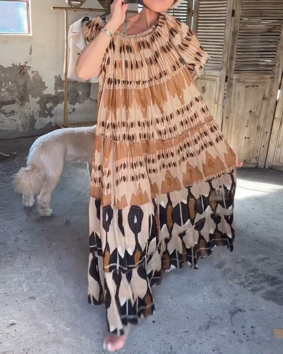 Sukienki Off-Shoulder Kwadratowa Szyja Luźny Nadruk