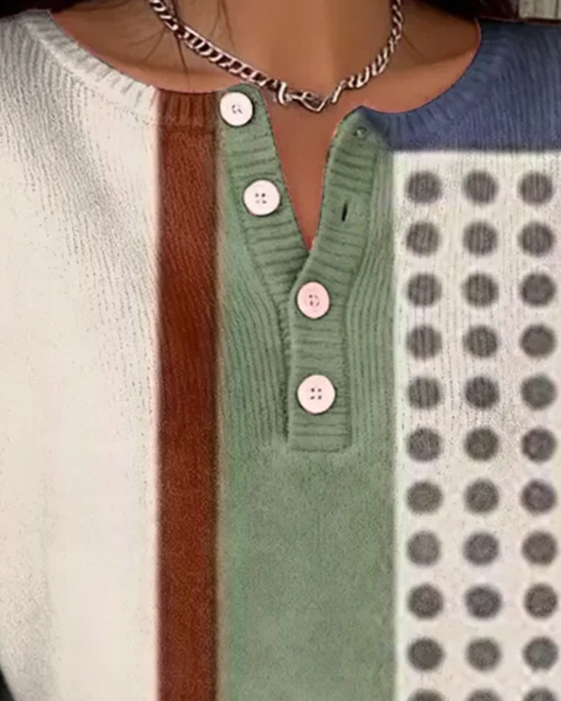 Pullover Z Długimi Rękawami I Wzorem Color Block