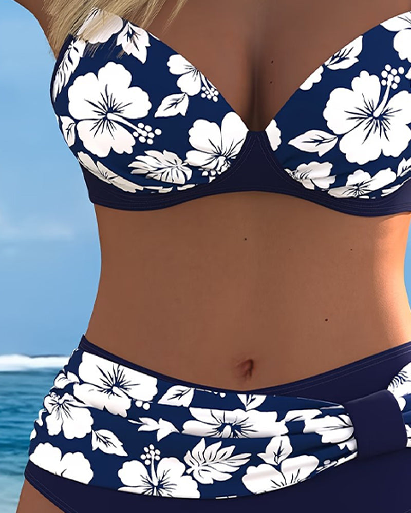 Bikinis Hibiscus Druk Dwuczęściowy