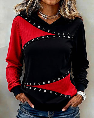 Casual Bluza Z Kapturem Z Kontrastem Kolorystycznym