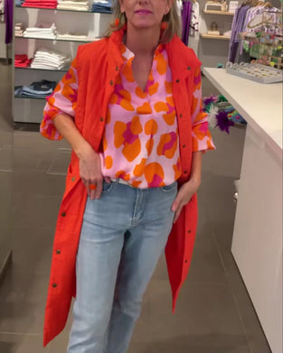 Bluzka z nadrukiem i dekoltem w kształcie litery V