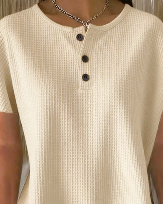 T-shirt Zapinany Dekolt V Casual